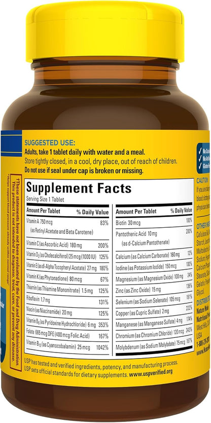 Nature Made Multivitamin for Men over 50, Mens Multivitamins 50 Plus, Daily Nutritional Support, Nature Made Multi Vitamins, 90 Tablets, 90 Day Supply