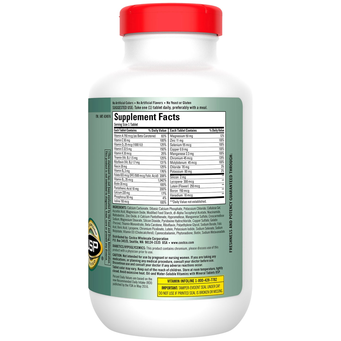 Kirkland Signature Adult 50+ Mature Multi Vitamins & Minerals, 400 Tablets