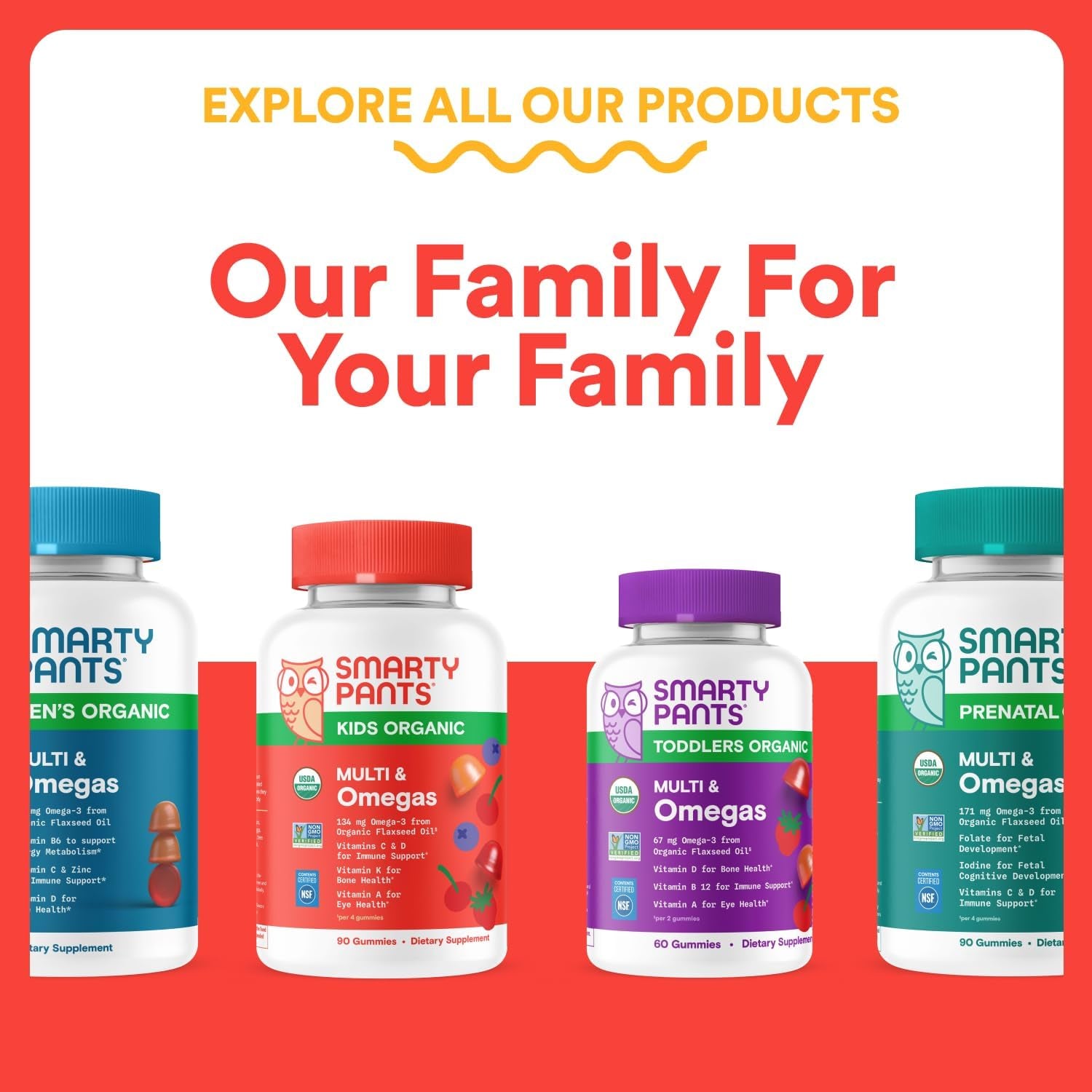 Smartypants Kids Multivitamin Gummies - Improved Formula: Omega 3 (DHA/EPA), Vitamins D3, C, B12, B6, Vitamin A, K & Zinc, Gluten Free, Three Fruit Flavors, 60 Count (30 Day Supply)