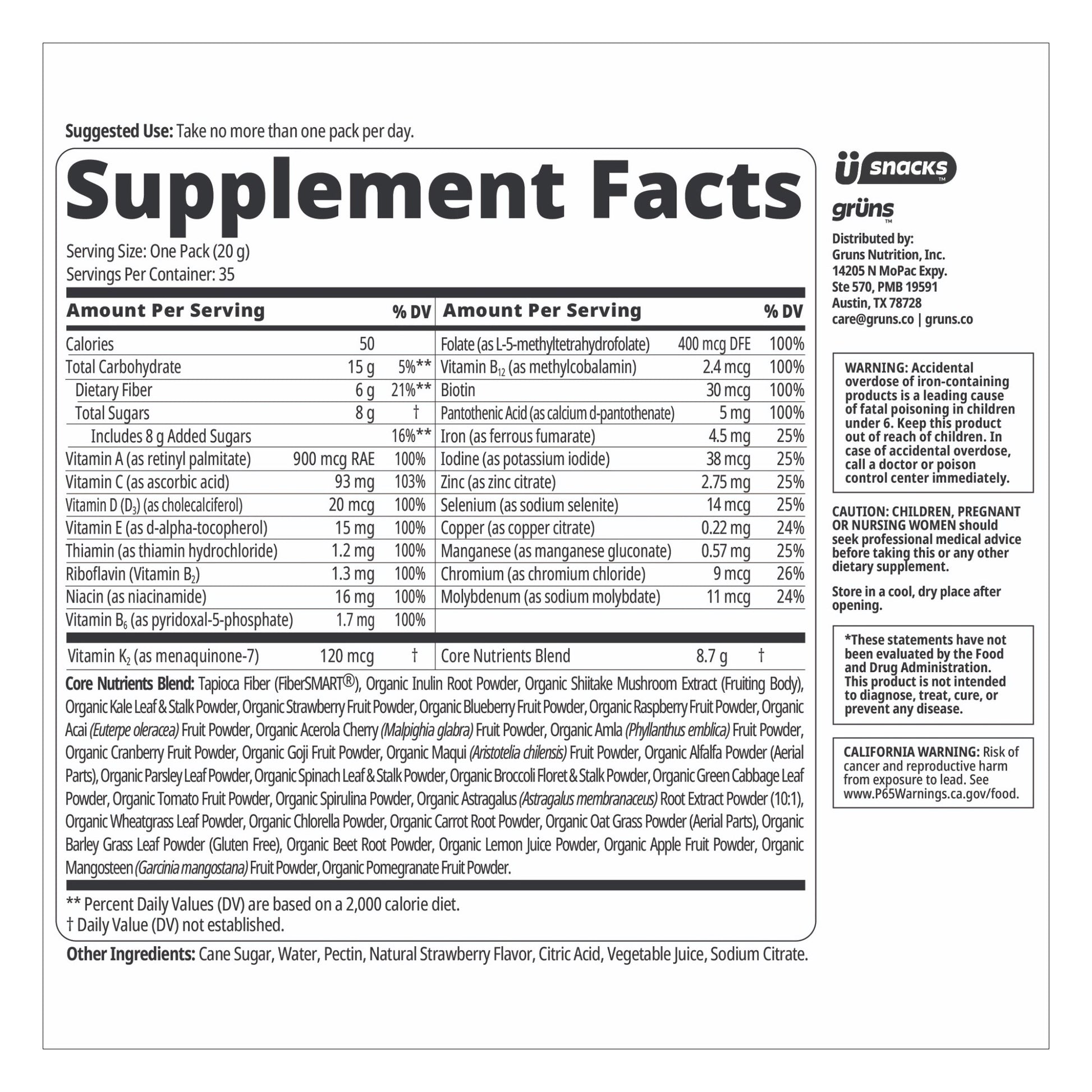 Grüns Adult Greens Gummies, 35 Daily Packs