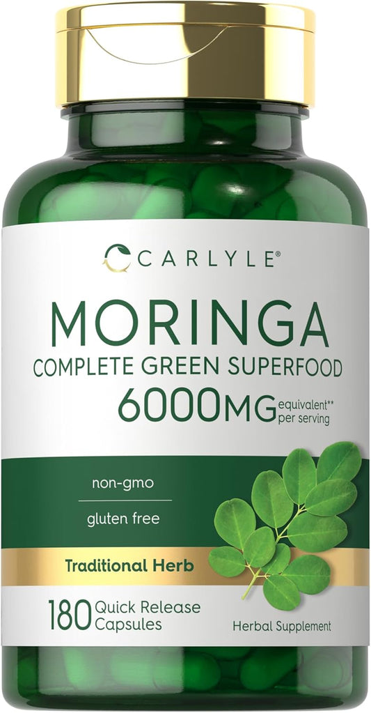 Carlyle Moringa Oleifera | 180 Capsules | Non-Gmo and Gluten Free Supplement | Complete Green Superfood | from Moringa Leaf Powder