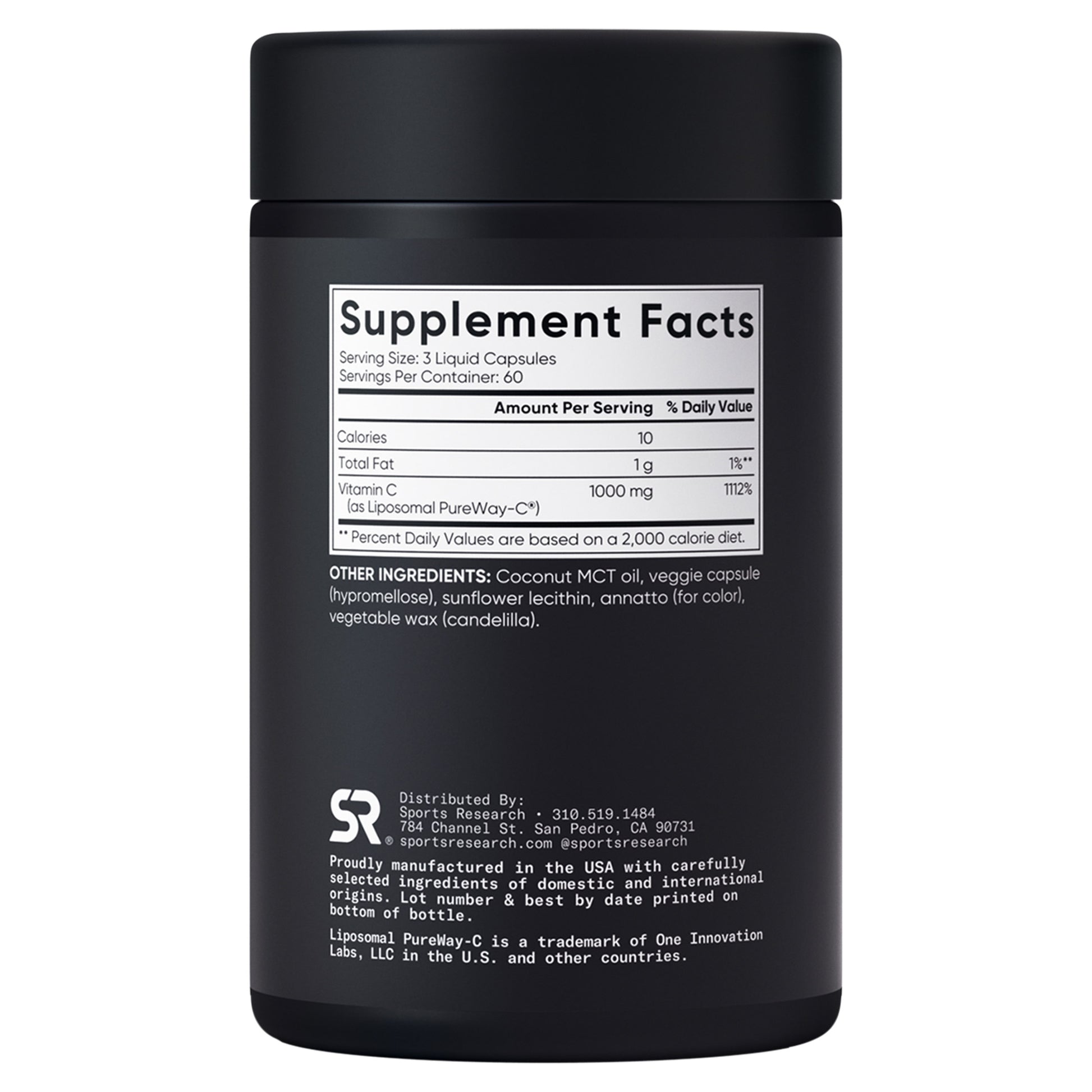 Sports Research Vitamin C Liposomal, 1000 Mg, 180 Veggie Capsules