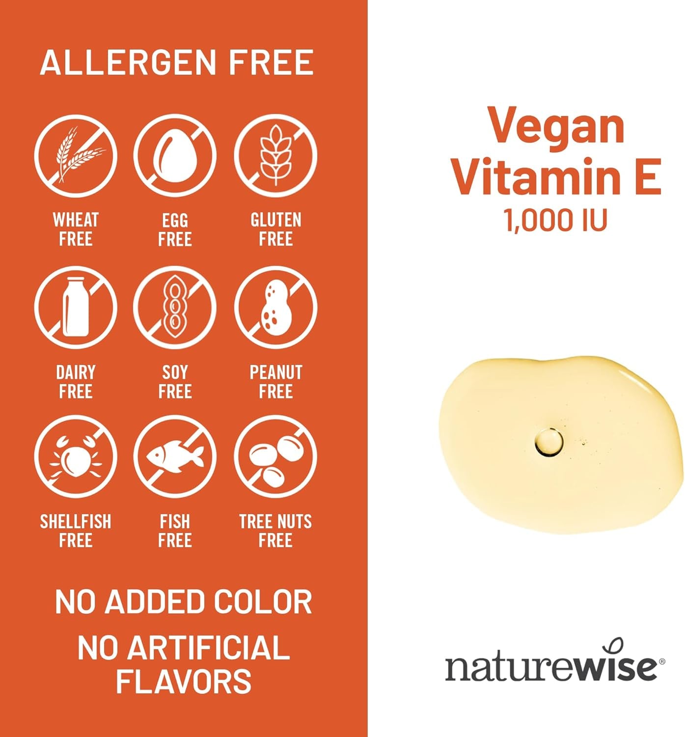 Naturewise Vitamin E 1000 IU Softgels (450Mg Dl-Alpha) - Vegan, Gluten-Free, Soy-Free, Non-Gmo Antioxidant Dietary Supplement for Skin, Heart, Eye, and Immune Health Support - 60-Day Supply, 120 Count