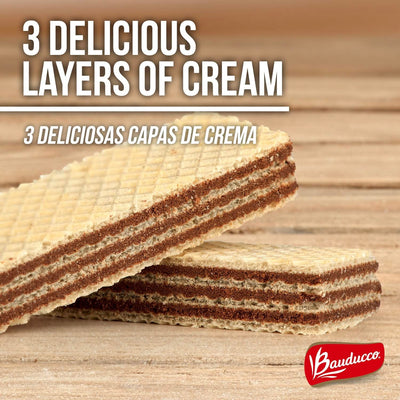 Bauducco Chocolate Wafers - Crispy Wafer Cookies with 3 Delicious, Indulgent, Decadent Layers of Chocolate Flavored Cream - Delicious Sweet Snack or Desert - 5.0 Oz (Pack of 1)