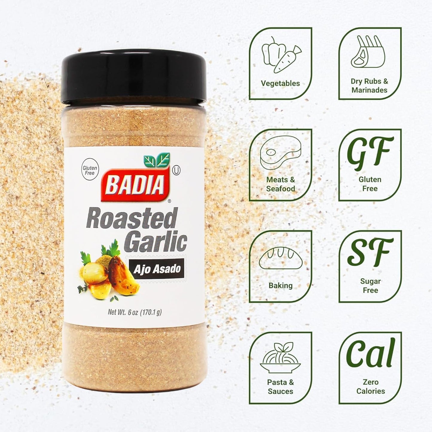 Badia Roasted Garlic Powder Seasoning, 6 Oz Case of 12