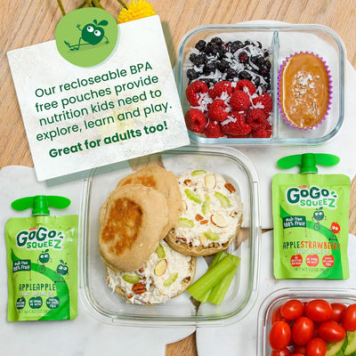 Gogo Squeez Fruit on the Go, Apple Banana, 3.2 Oz (Pack of 4), Unsweetened Fruit Snacks for Kids, Gluten Free, Nut Free and Dairy Free, Recloseable Cap, BPA Free Pouches