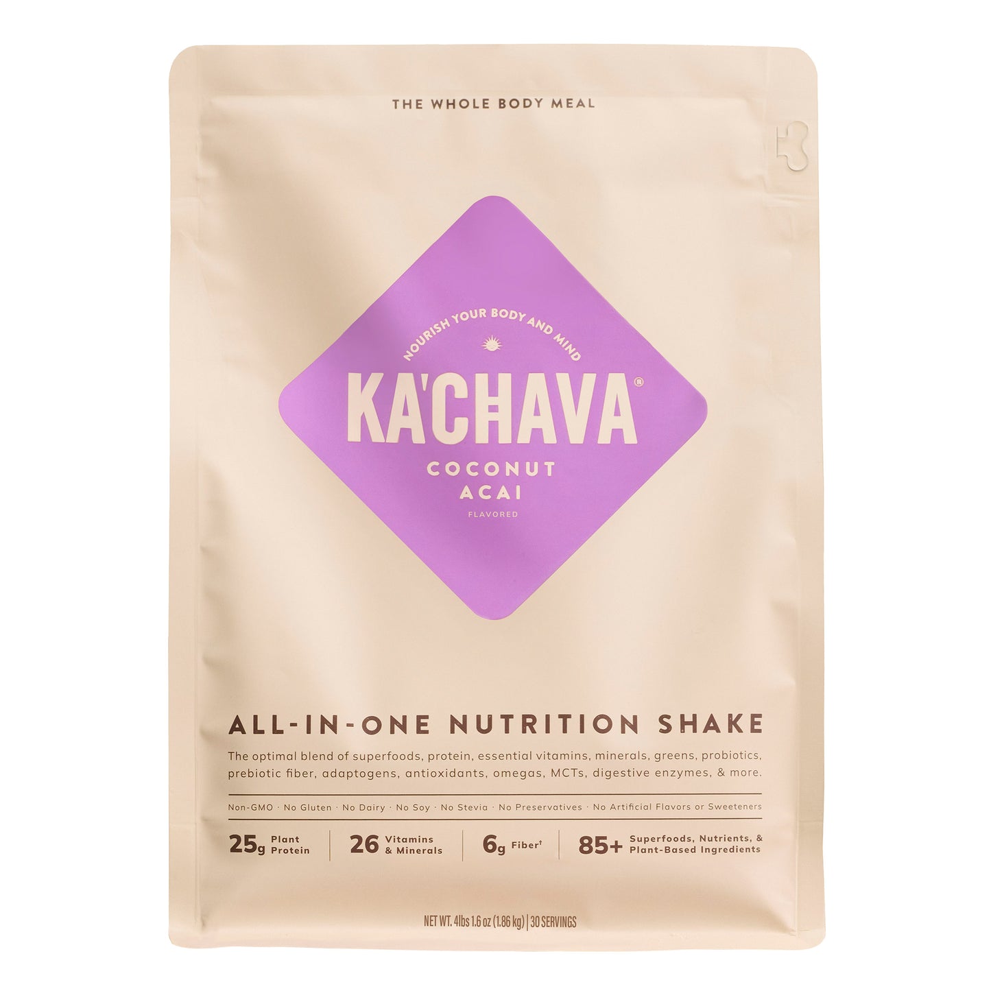 Ka'Chava All-In-One Nutrition Plant Based Shake, Coconut Acai, 30 Servings, 4.16 Lbs