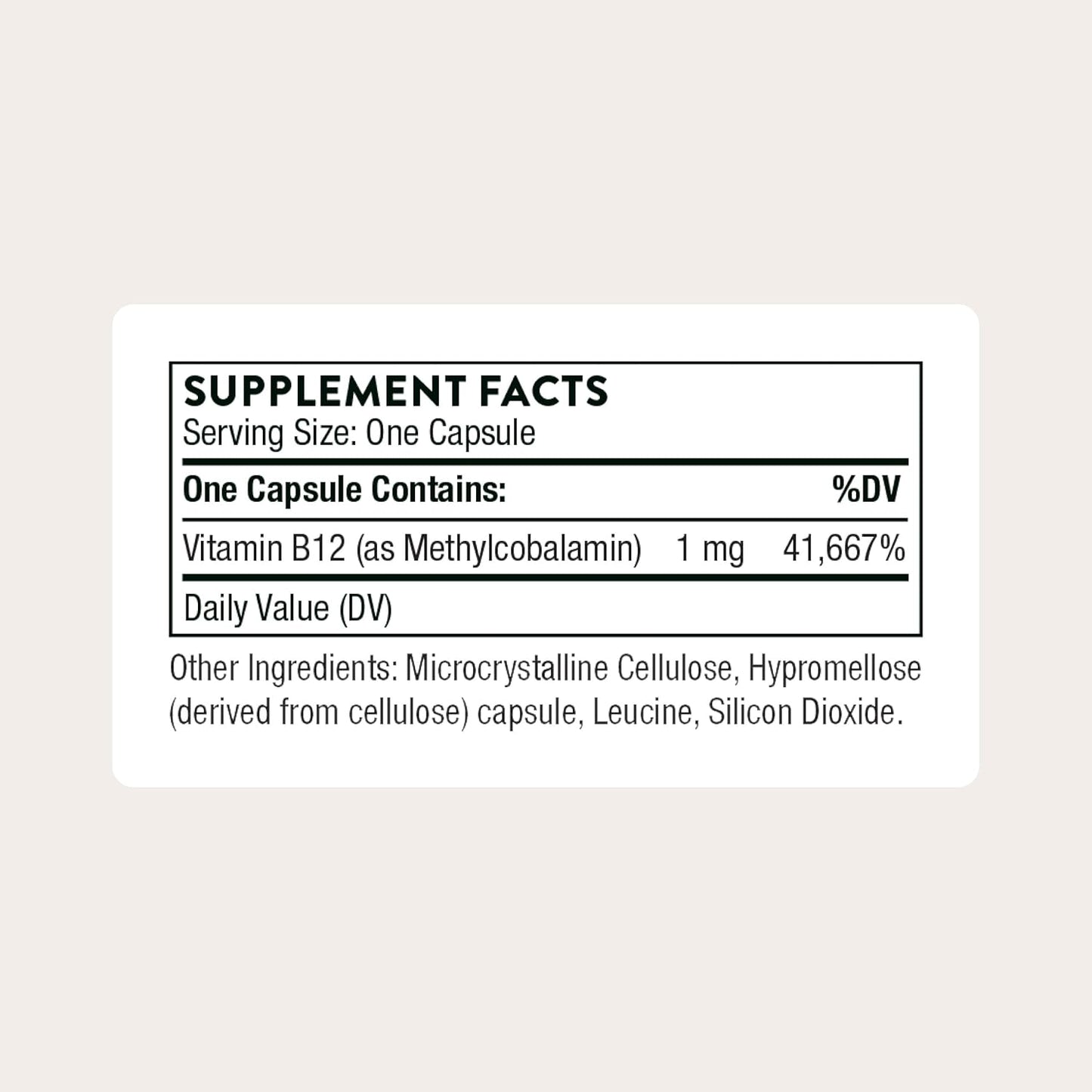 THORNE - Vitamin B12 - as Methylcobalamin - Supports Heart & Nerve Health, Blood Cell Function, Healthy Sleep & Methylation* - Gluten, Dairy & Soy-Free - 60 Servings