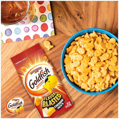 Goldfish Flavor Blasted Cheddar Jack'D Crackers, Snack Crackers, 6.6 Oz Bag