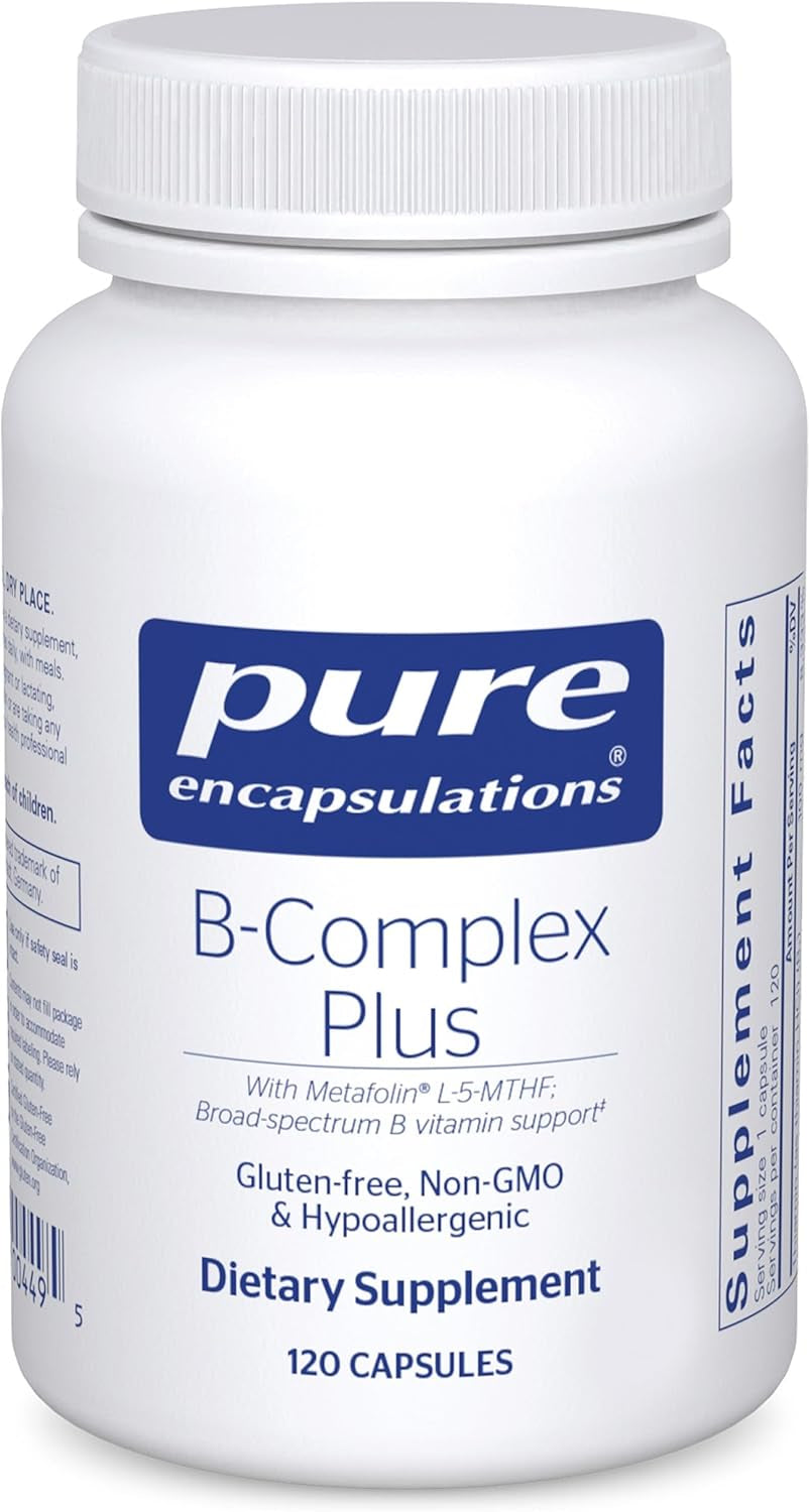 Pure Encapsulations B-Complex plus - B Vitamins Supplement to Support Neurological Health, Cardiovascular Health, Energy Levels & Nervous System Support* - with Vitamin B12 & More - 120 Capsules