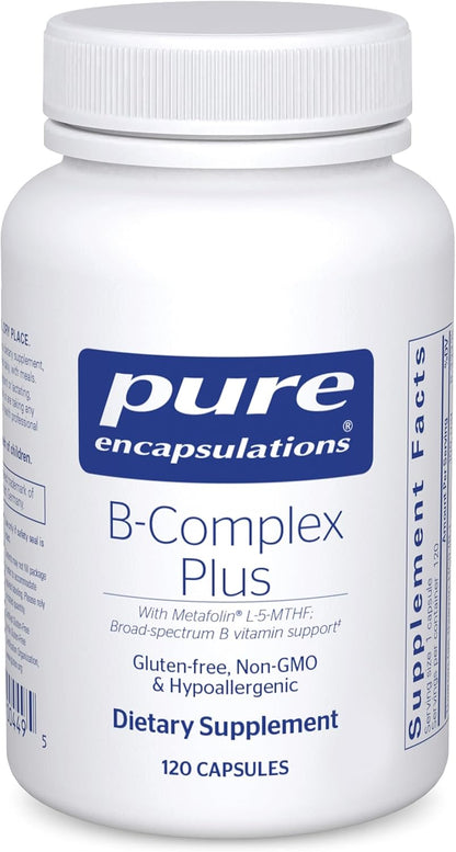 Pure Encapsulations B-Complex plus - B Vitamins Supplement to Support Neurological Health, Cardiovascular Health, Energy Levels & Nervous System Support* - with Vitamin B12 & More - 120 Capsules