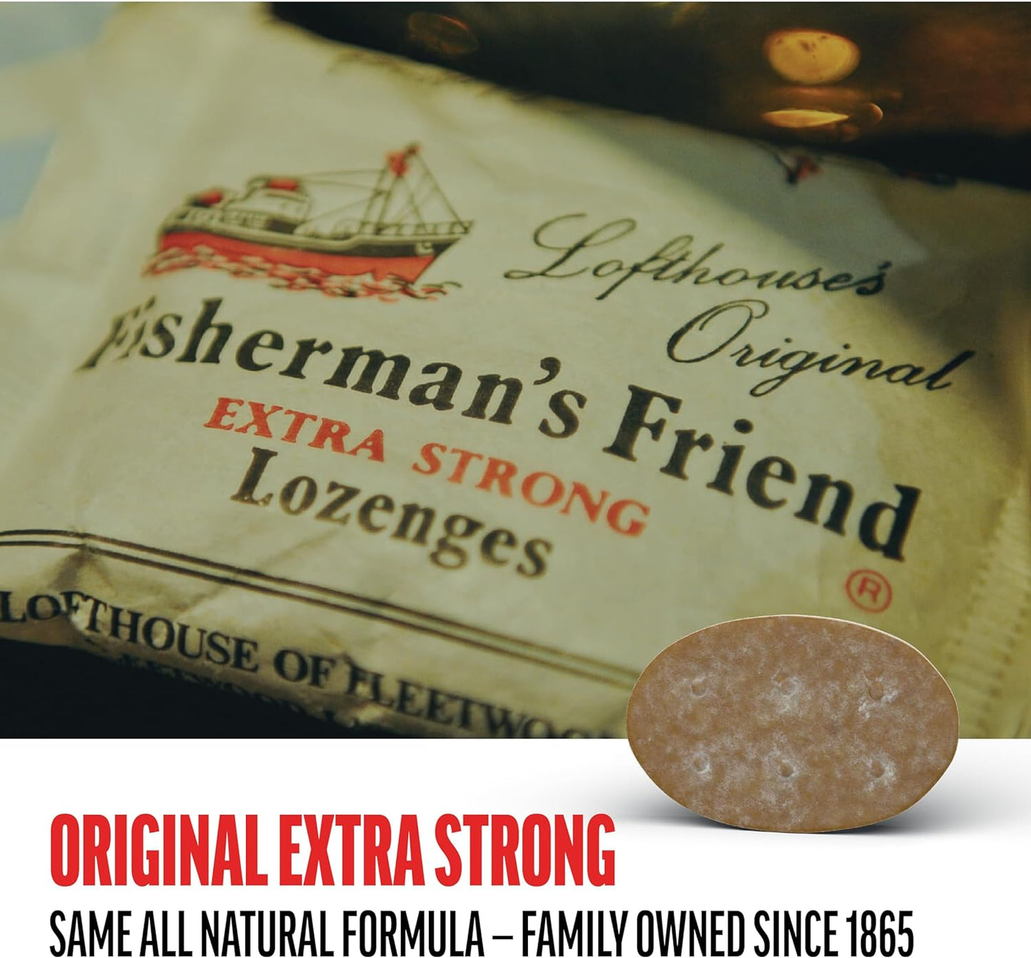 Fisherman'S Friend Cough Drops, Cough Suppressant and Sore Throat Lozenges, Original Extra Strong, 10Mg Menthol, 228 Drops (6 Packs of 38)