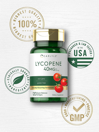 Carlyle Lycopene 40Mg | 120 Softgels | Naturally-Occurring Carotenoid | Non-Gmo & Gluten Free Supplement
