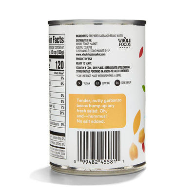 365 by , Unsalted Garbanzo Beans, 15.5 Ounce