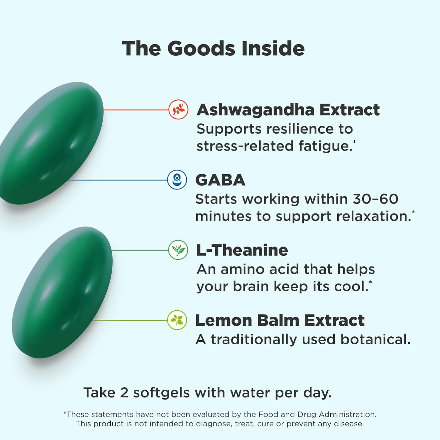 OLLY Ultra Strength Goodbye Stress Softgels, GABA, Ashwagandha, L-Theanine and Lemon Balm, Stress Relief Supplement - 60 Count