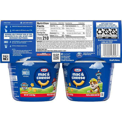 Kraft Macaroni & Cheese Paw Patrol Shapes Dinner (1.9 Oz Cups, 4 Count), Packaging May Vary