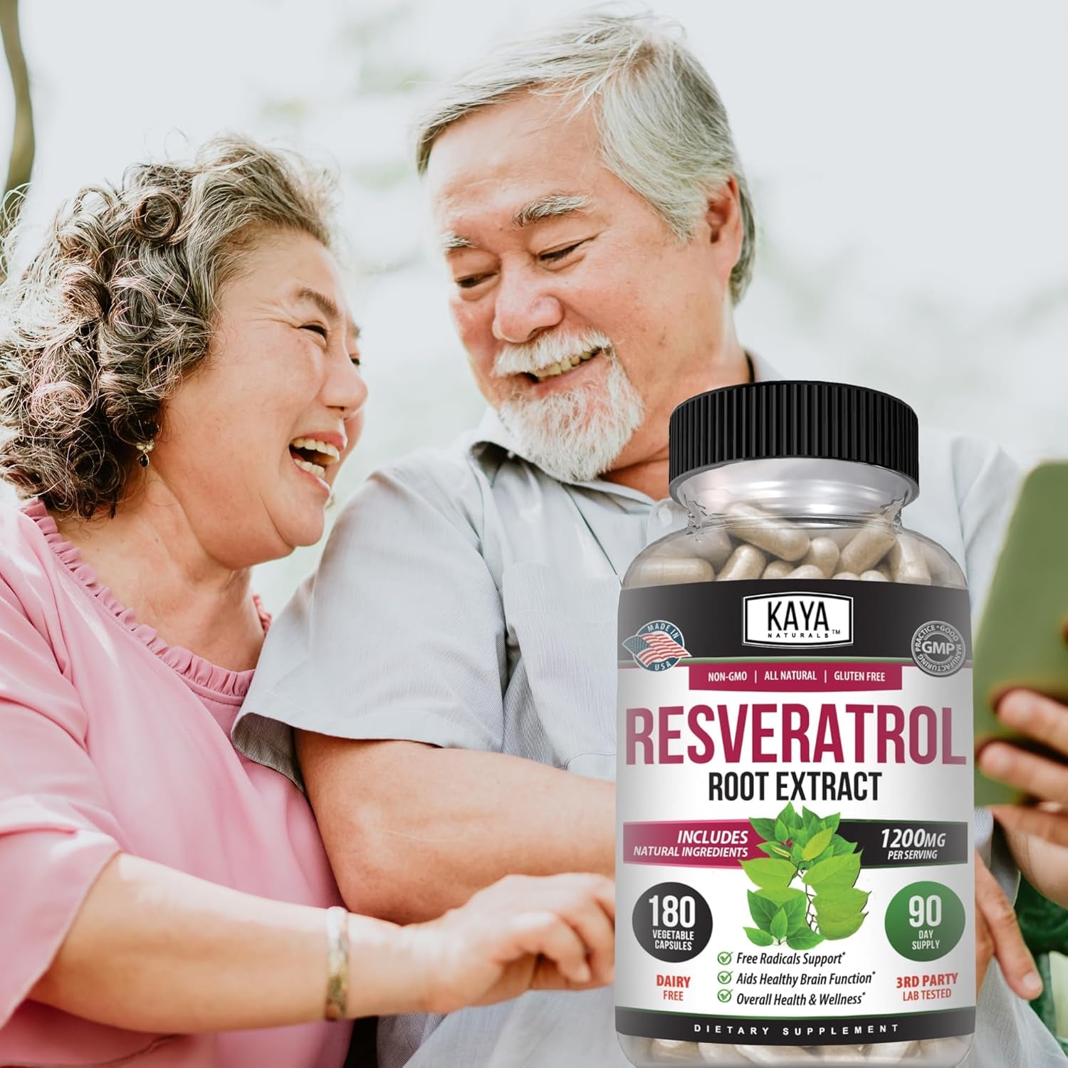 Naturals - Resveratrol Capsules - anti Aging Supplement - Antioxidants with Brain Support - Maximum Benefits - 180 Veggies Capsules