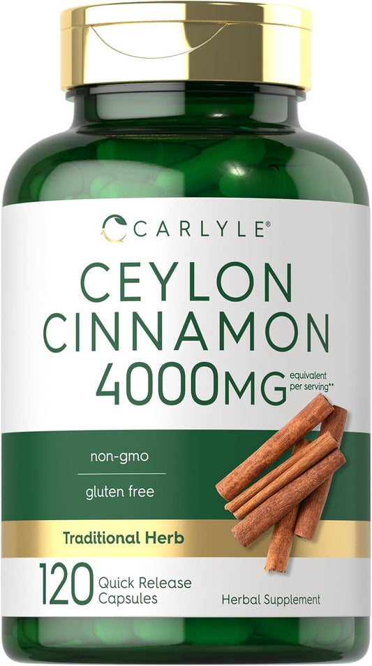 Carlyle Ceylon Cinnamon Capsules 4000 Mg | 120 Count | Non-Gmo & Gluten Free Supplement