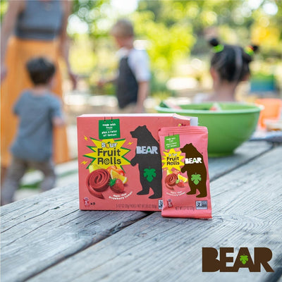 BEAR Sour - Real Fruit Yoyos - Strawberry-Apple - 0.7 Ounce (5 Count) - No Added Sugar, All Natural, Non GMO, Gluten Free, Vegan - Healthy On-The-Go Snack for Kids & Adults