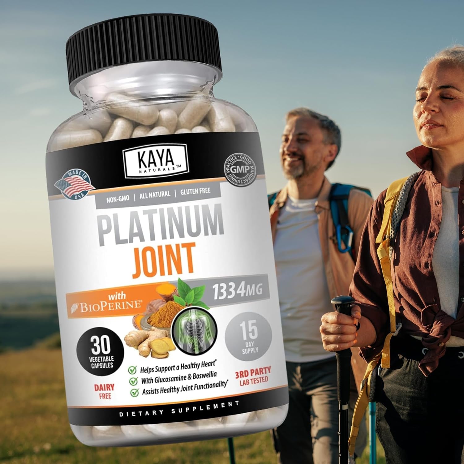 Naturals Platinum Mobility Turmeric - Bioperine, Glucosamine, Turmeric with Boswellia, Healthy Natural Mobility Support, Turmeric Curcumin 1334Mg - 30 Capsules