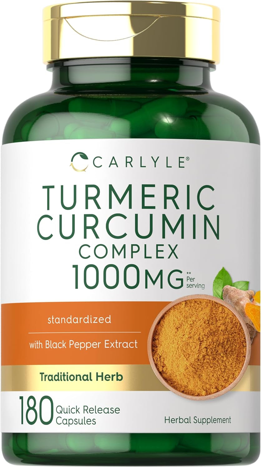 Carlyle Turmeric Curcumin with Black Pepper 1000Mg | 180 Capsules | Turmeric Complex Supplement | Non-Gmo, Gluten Free