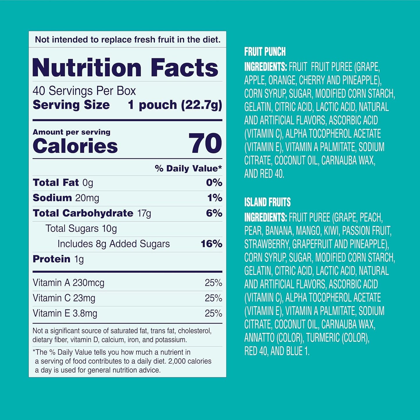 Welch'S Fruit Snacks, Fruit Punch & Island Fruits 0.8 Oz Case of 40