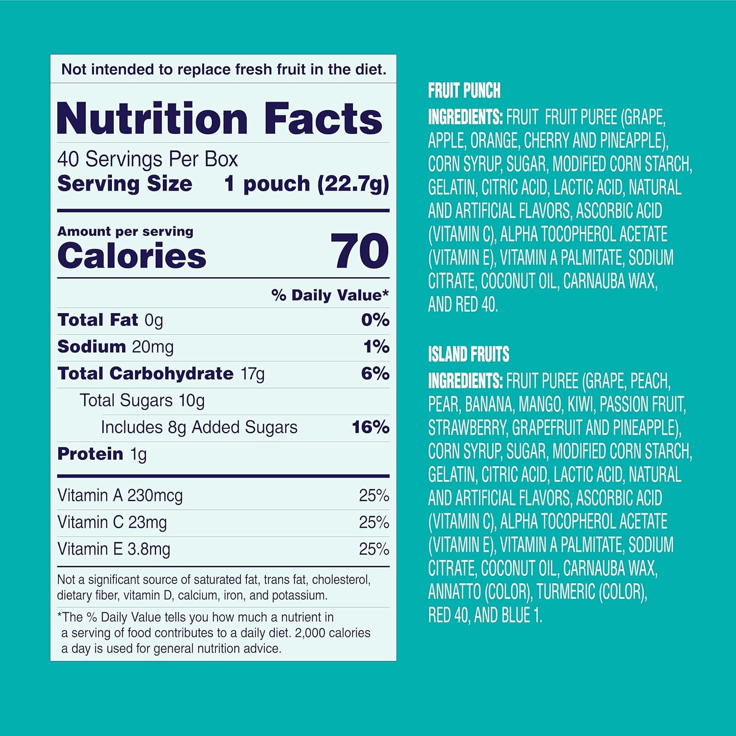 Welch'S Fruit Snacks, Fruit Punch & Island Fruits 0.8 Oz Case of 40