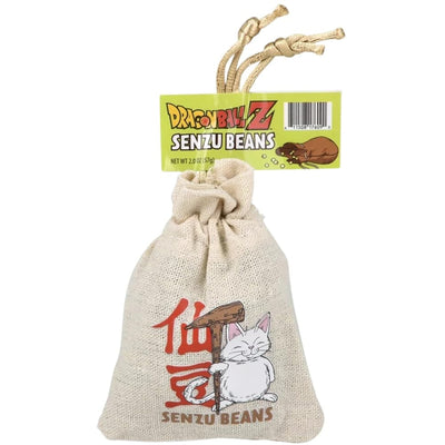 Boston America Dragonball Z Senzu Beans Candy One 1 Collectible Korin Drawstring Bag Sour Green Apple Flavored Candy Green, Brown 2 Ounce (Pack of 1)