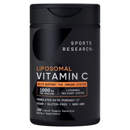 Sports Research Vitamin C Liposomal, 1000 Mg, 180 Veggie Capsules