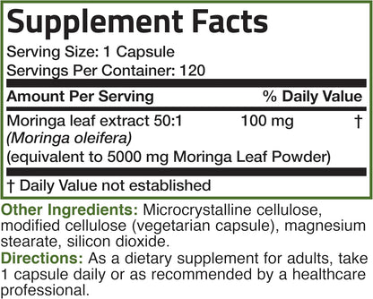 Bronson Moringa Extra Strength Capsules Moringa Oleifera Powder, 120 Count