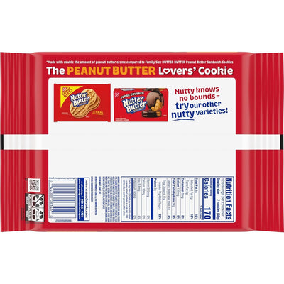 Nutter Butter Double Nutty Peanut Butter Sandwich Cookies, Family Size, 15.27 Oz