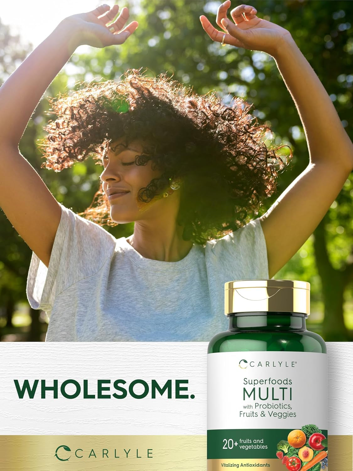 Carlyle Fruits and Veggies Supplement | 120 Count | Superfood Multivitamin with Probiotics | Made with 20 Fruits and Vegetables | Non-Gmo & Gluten Free