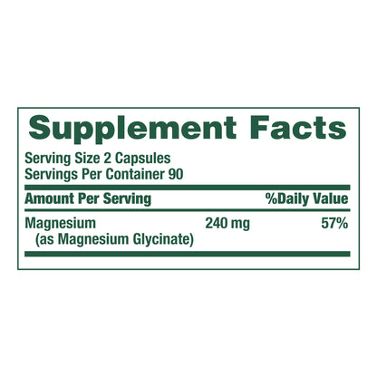Nature'S Bounty Magnesium Glycinate 240 Mg, 180 Capsules