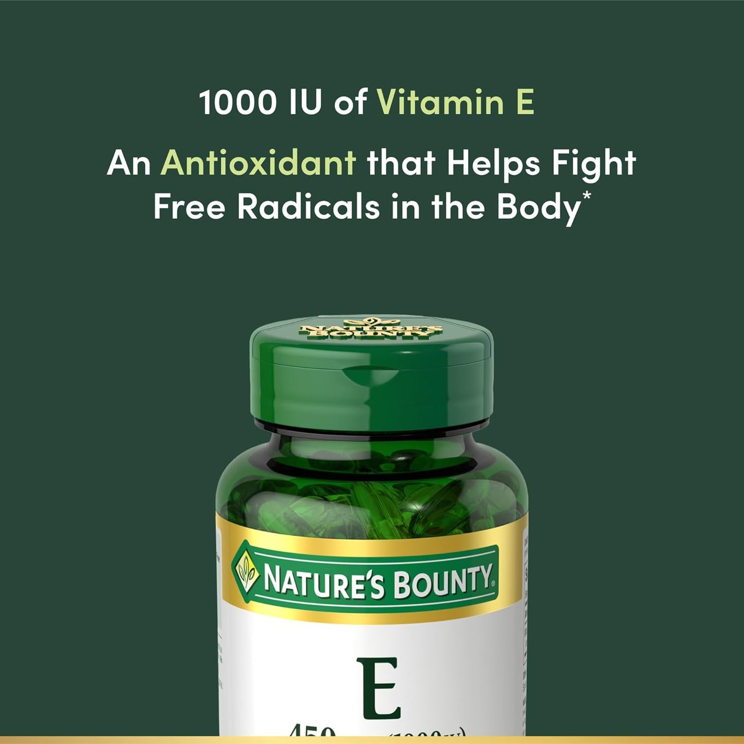 Nature'S Bounty Vitamin E 1000 IU Softgels, Supports Antioxidant Health & Immune System, 1 Serving per Day, No Gluten, 60 Softgels (Pack of 1)