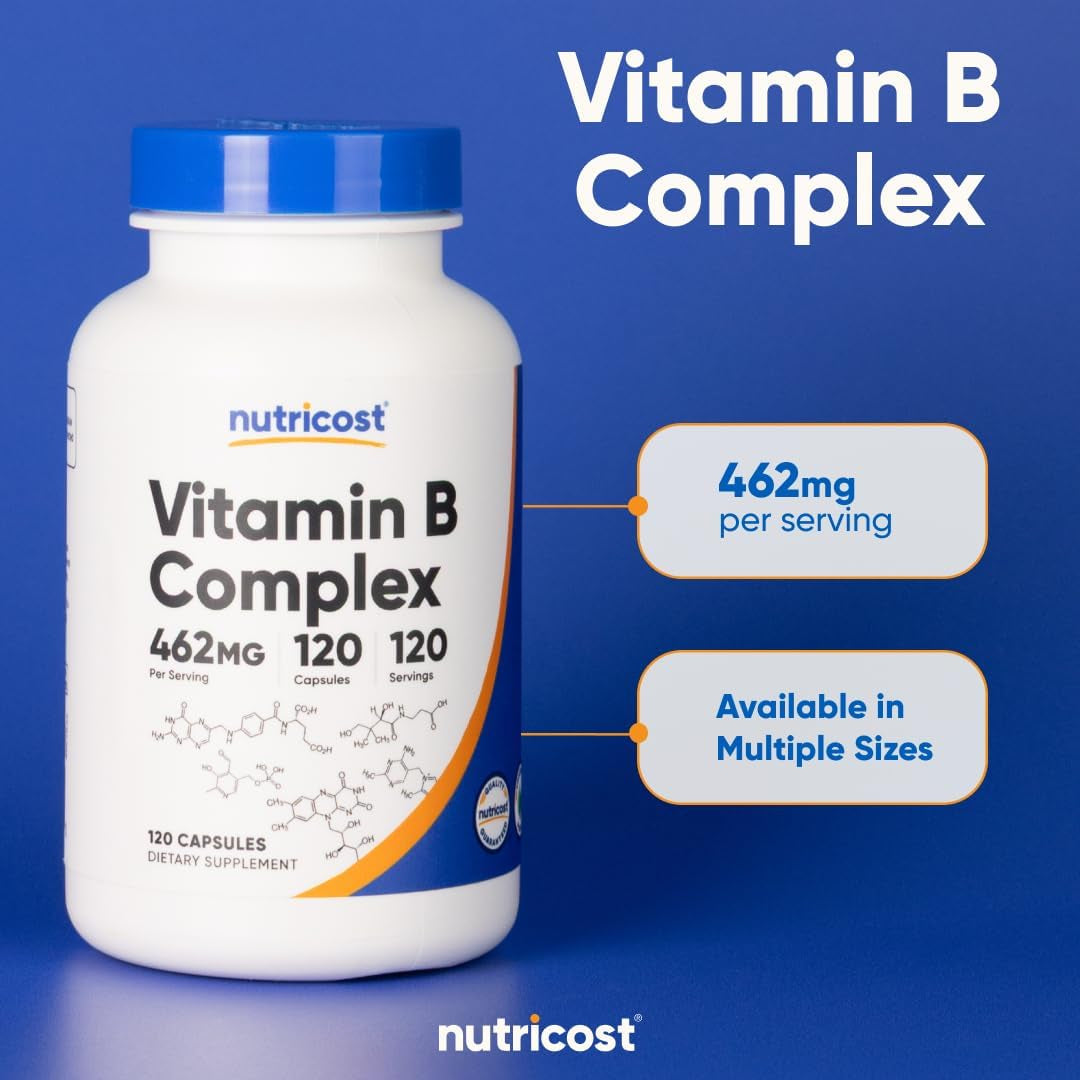 High  Vitamin B Complex 462Mg, 120 Capsules - with Vitamin C - Energy Complex