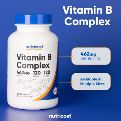 High  Vitamin B Complex 462Mg, 120 Capsules - with Vitamin C - Energy Complex