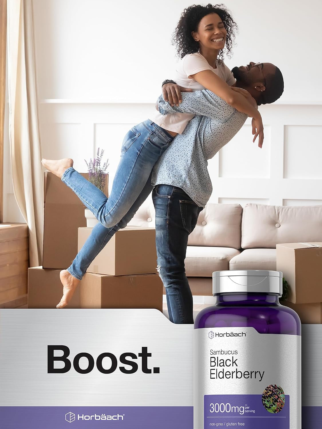 Horbäach Black Elderberry | 3000Mg Capsules | 300 Count | Non-Gmo, Gluten Free | Sambucus Supplement
