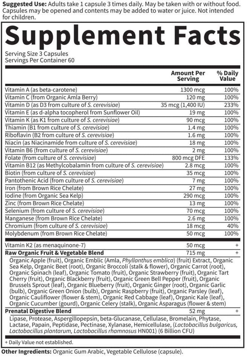 Garden of Life Vitamin Code®, RAW Prenatal™, 180 Vegetarian Capsules