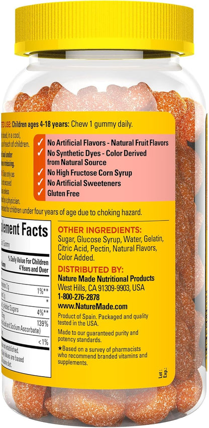 Nature Made Kids First Vitamin C Gummies for Kids, Dietary Supplement for Immune Support, 110 Gummies, 110 Day Supply