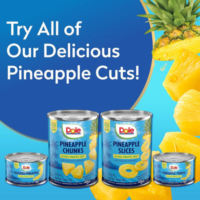 Dole Canned Fruit, Pineapple Chunks in 100% Pineapple Juice, Gluten Free, Pantry Staples, 8 Oz, Packaging May Vary