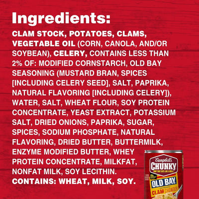 Campbell'S Chunky Soup, OLD BAY Seasoned Clam Chowder, 18.8 Oz Can