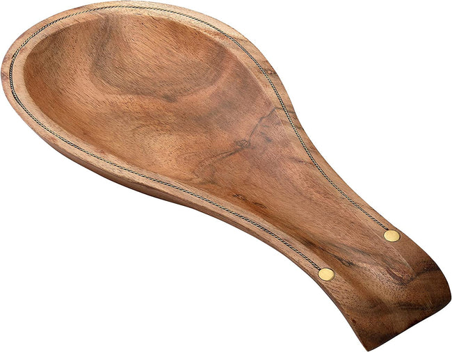 Spoon Rest for Kitchen Counter, Spoon Holder Acacia Wood, 10 Inches