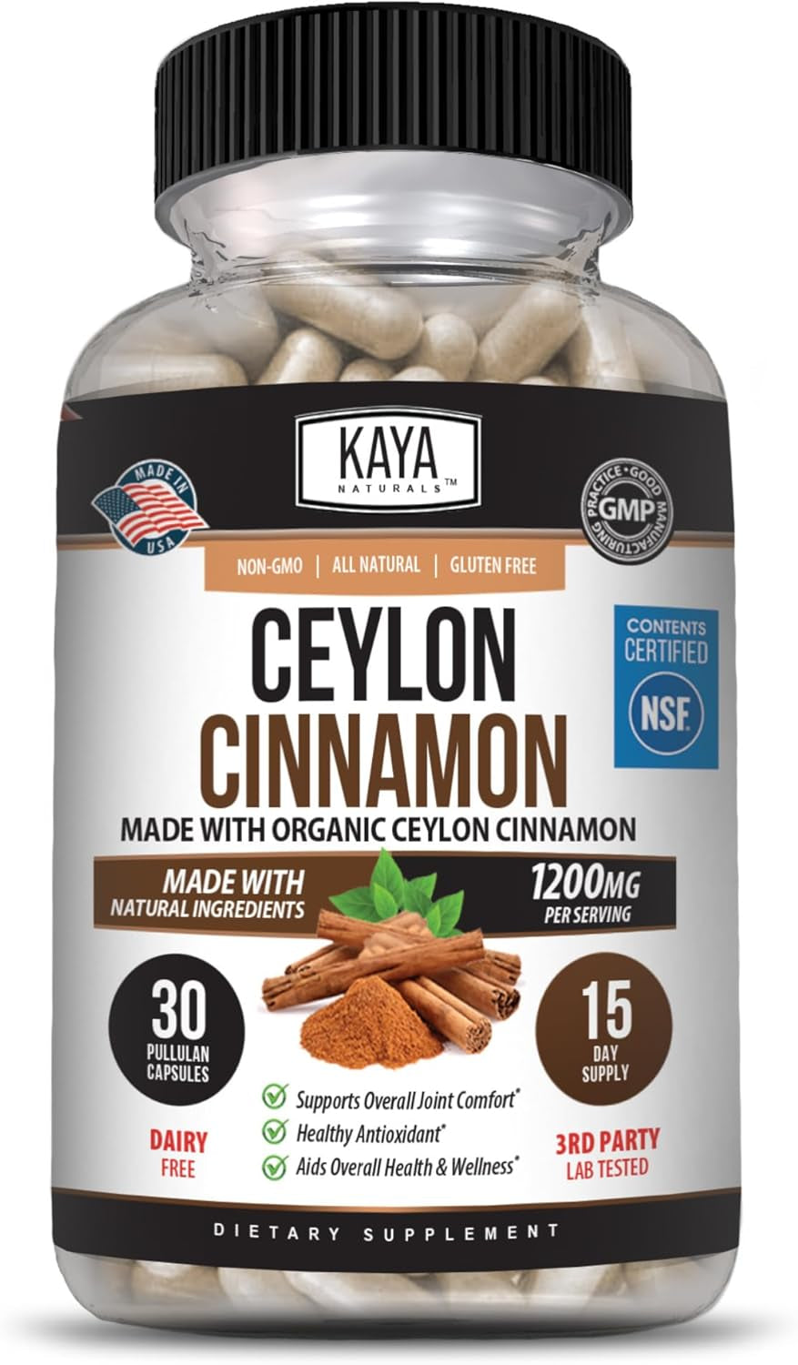 Naturals Ceylon Cinnamon Supplement | 1200Mg per Serving, Vegan - Non-Gmo & Gluten Free - 30 Capsules