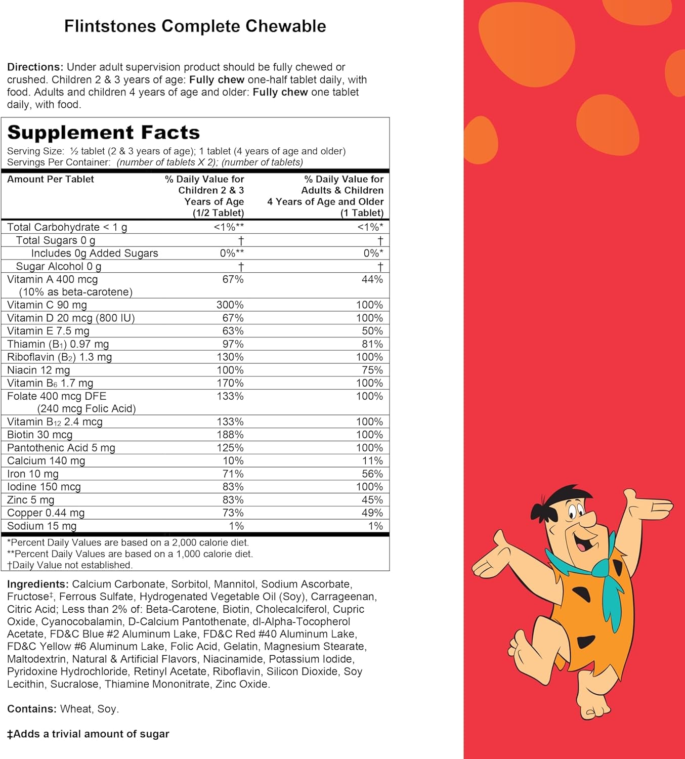 Flintstones Chewable Kids Vitamins, Complete Multivitamin for Kids and Toddlers with Iron, Calcium, Vitamin C, Vitamin D & More, 180Ct