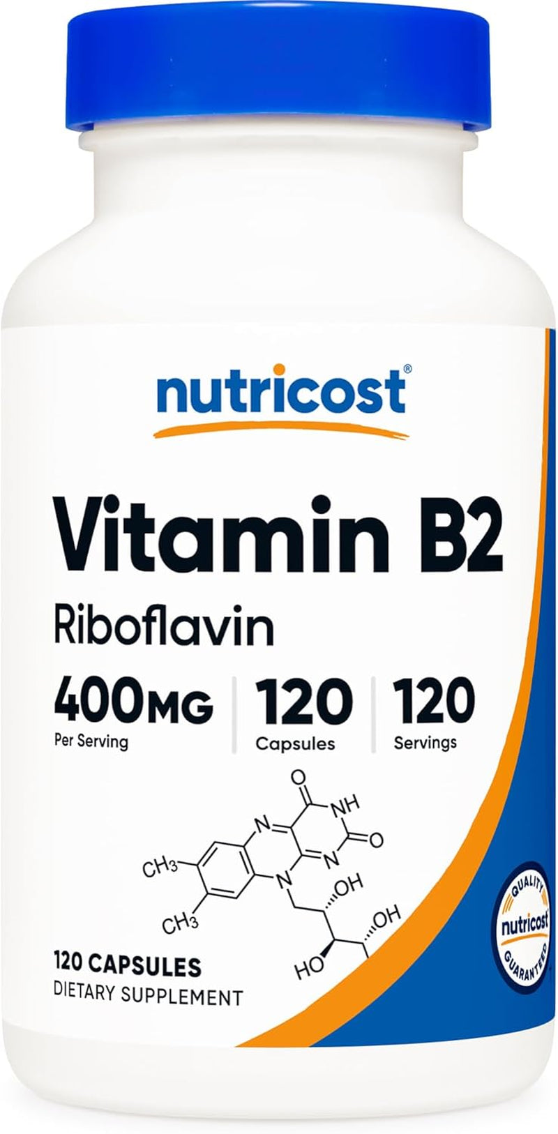 Vitamin B2 (Riboflavin) 400Mg, 120 Capsules - Gluten Free, Non-Gmo