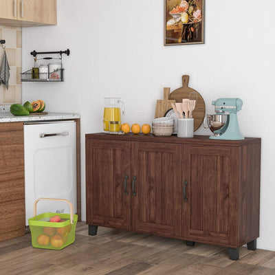 Buffet Cabinet Kitchen Storage Cupboard - 3 Door Sideboard with Adjustable Shelves Brown