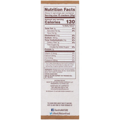 Back to Nature Gluten Free Crackers, Multi-Seed Rice Thins - Dairy Free, Non-Gmo, Made with Whole Grain Brown Rice Flour, Delicious & Quality Snacks, 4 Ounce​