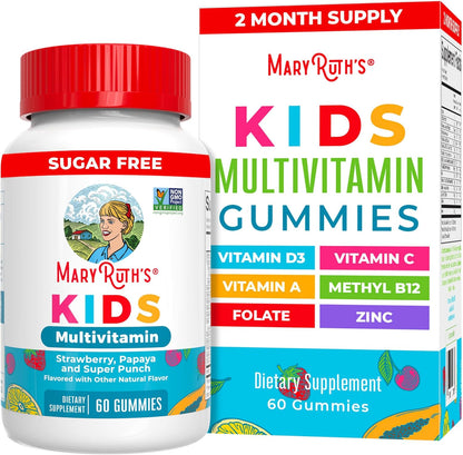 Maryruth Organics Kids Vitamins | Multi | Sugar Free | 2 Month Supply | Kids Multivitamin Gummies for Ages 2+ | Vegan | Only 1 Gummy a Day | 60 Count