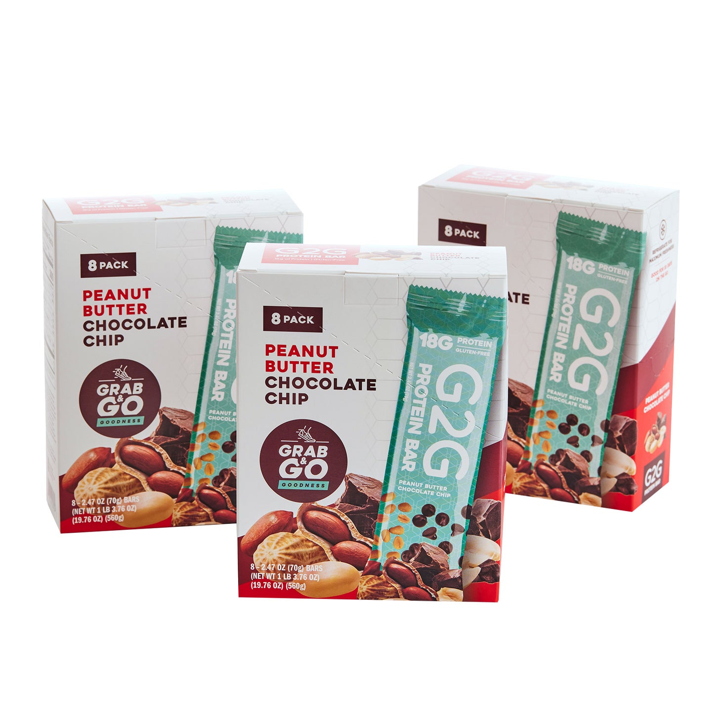 G2G 3-Pack Peanut Butter Chocolate Chip Protein Bars 24-Count