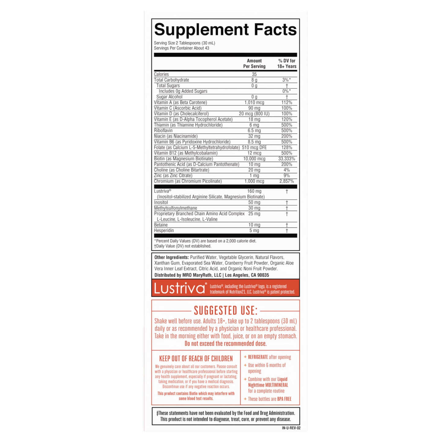 Maryruth'S Liquid Morning Multivitamin + Hair Growth, Peach Mango, 22 Fl. Oz., 2-Pack